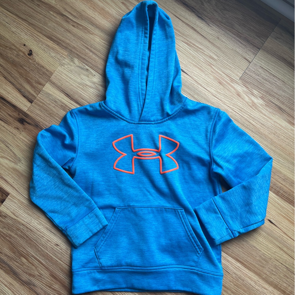Under Armour Kids Bright Blue Hoodie with Orange Logo